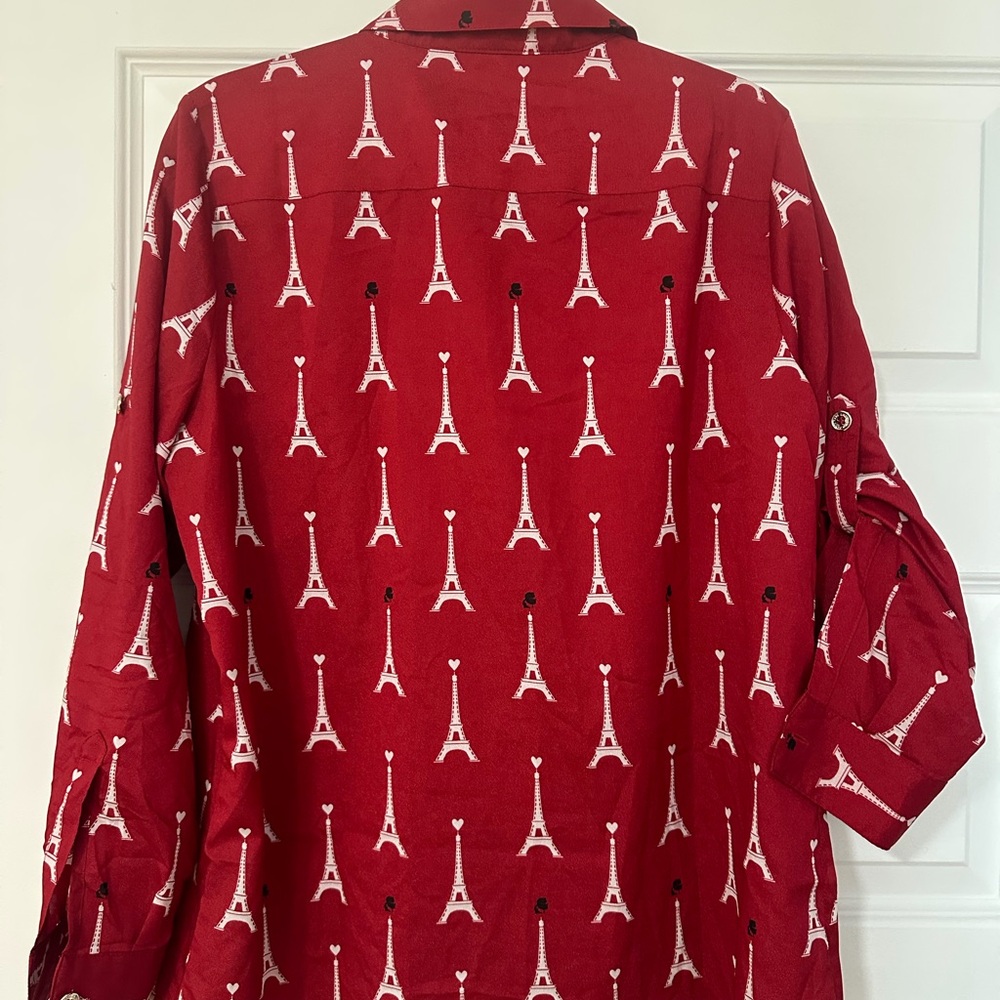 Karl Lagerfeld Red Eiffel Tower Pattern Shirt - Picture 6 of 6